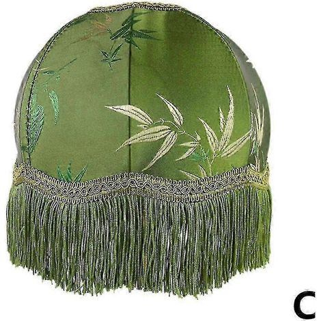 Grüner Lampenschirm mit Quaste, Retro-Tischlampenschirm (1/3)
