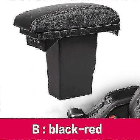 Boîte d'accoudoir pour Peugeot 2008 avec port USB et rangement - Noir liseré rouge (1/3)