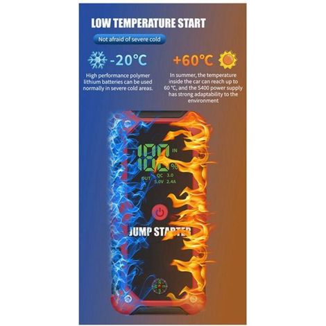Disponible en une seule couleur : rouge. Matériau : ABS. Batterie externe multifonctionnelle portable pour batteries de voiture, fournissant une alimentation de secours. (1/5)