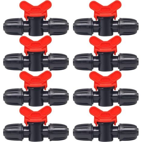 10 Pièces Vanne Commutation d'Irrigation, Irrigation Pipe Valve Switch, Robinet Jardin en Plastique PE, Robinet Barbelé Double Mâle, pour L'irrigation des Pelouses de Jardin, pour 16mm Tuyau (1/4)