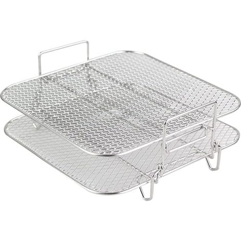2-Couches Air Fryer Rack Grille Empilable Grille Grille Air Fryer Grille Grille en Acier Inoxydable pour 4.2-5.8QT Air Fryer Cuisine Four Cuiseur Vapeur