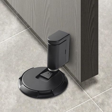 Fermaporta meccanico da pavimento, altezza regolabile, per porte con uno spazio tra le ante non superiore a 1,9 cm (3/4 di pollice), non magnetico, nero. (1/5)