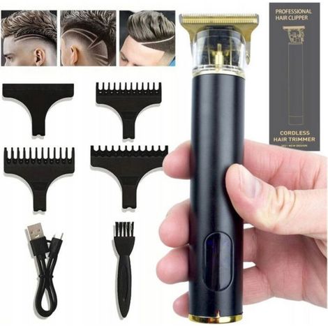 Tondeuse À Barbe - Écran LCD - Batterie Lithium-ion Rechargeable USB - 3 Peignes Réglables 1 2 3 mm - Sans Fil - 2 Heures Autonomie