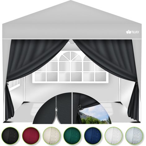 tillvex® 2X Seitenwand grün für Pavillon 3x3m & 3x6m  Faltpavillon Seitenteile wasserabweisend  Seitenfenster & Reißverschluss  Seitenwände für Gartenzelt Partyzelt (1/5)