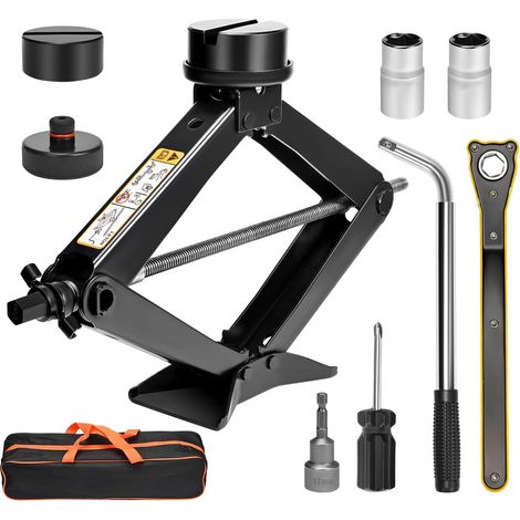 Cric losange 3T/3000 kg, universel, assortiment de levage 10-45 cm, avec 2 patins en caoutchouc, kit d'urgence pour SUV, monospace (1/5)