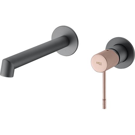 Robinet de lavabo encastré avec monocommande  Modèle LINE  Bec universel  Couleur gris finition champagne [IMEX®]