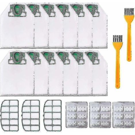12 sacs pour aspirateur Vorwerk Kobold VK200 FP200 avec 3 filtres moteur, 18 copeaux parfumés, 2 brosses, sacs de rechange pour Kobold VK200 FP200 (1/4)
