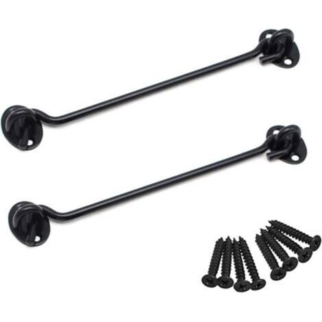 Loquet de porte de cabane de rechange en acier inoxydable avec vis de 20 cm pour portes de cabanon, portes de garage, noir (1/5)