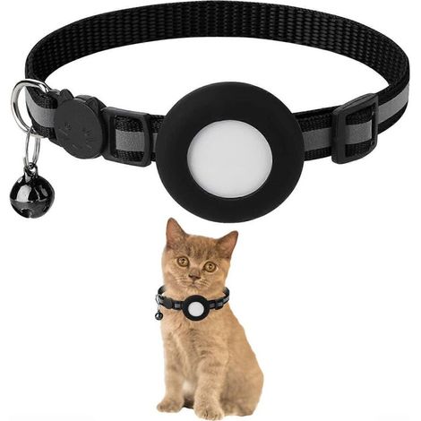 Collier pour chat avec support Apple AirTag, coque de protection et colliers réfléchissants