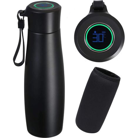 Bouteille en Acier Inoxydable Isolée, Bouteille Isolante à Double Paroi, Bouteille D'eau Sans BPA éTanche Avec Affichage de la Température Lcd (1 Câble Usb et Sac de Bouteille Inclus) (1/5)