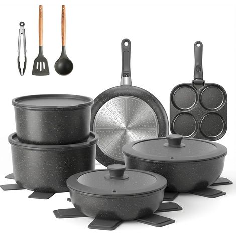 Set pentole BZD-DC03SK. 20 pezzi. manici rimovibili. grigio