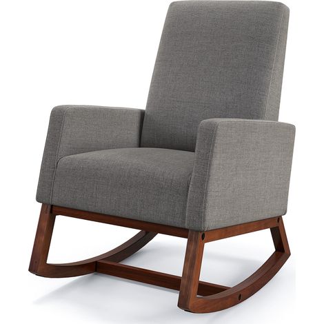 Modern Rocking Chair Upholstered Fabric Armchair Accent Glider Rocker Chair (1/5)