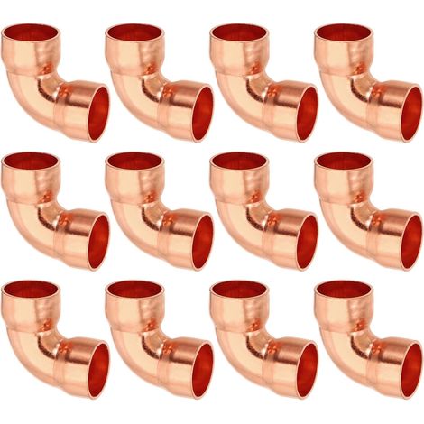12pcs Raccord Coudé en Cuivre pour Tuyaux Gaz, 14mm Tuyau d'Arrosage Durite Essence, Raccords Tuyauterie à Pression HVAC Climatisation Plomberie, Épaisseur 1mm - 15mm x (1/5)