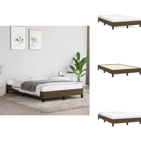 Bettgestell ohne Matratze Dunkelbraun 120x190 cm Stoff - Bettrahmen - Doppelbett - Lattenrost - Massivholzbette - Holzbetten (1/5)