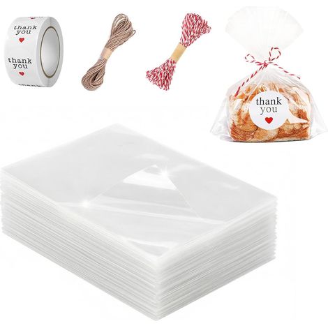 200pcs Sac Plastique Transparent OPP Pochette Sachet d'emballage Cellophane Biscuit Bonbons Perles Bijoux Cadeau 15 20cm (1/5)