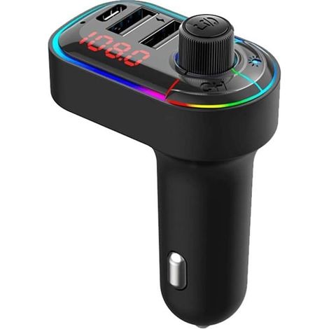 Chargeur de voiture USB-C lumineux Bluetooth 5.0 Kit émetteur de charge ultra-rapide Musique Allume-cigare automatique COMPATIBILIT (1/5)