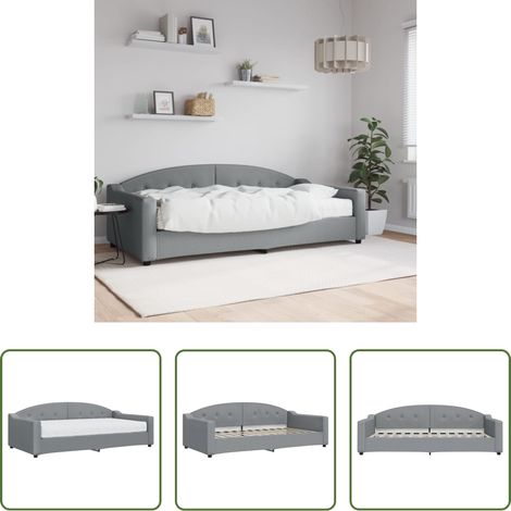 Schlafsofa -  Tagesbett mit Matratze Hellgrau 100x200 cm Stoff (1/5)
