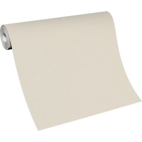Papier peint crème unicolore surface vinyle | Tapisserie marron crème claire chambre | Papier peint beige clair intissé salon (1/5)