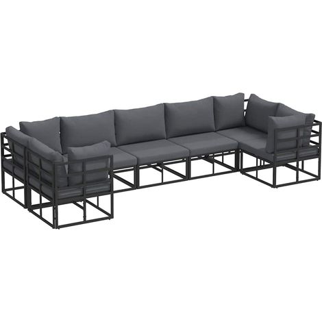 Maison Exclusive - Set Divano da Giardino con cuscino 7 pcs Nero Alluminio