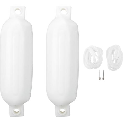 Pare-chocs de bateau gonflable en PVC, amarrage Portable léger avec corde noire pour bateaux de Yacht blanc