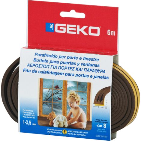 Pare-brise Geko 6 mt en caoutchouc marron adhe'sif pour joint de portes et fenetres