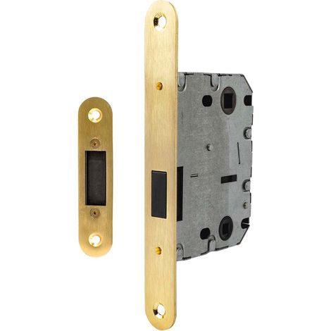 Picaporte magnético dorado satinado condena 70mm canto redondo (1/2)