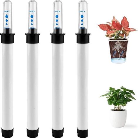 Wasserstandsanzeiger – 4 Stück – Wasserstandsmesser für Blumentöpfe – Feuchtigkeitsanzeiger für Pflanzen – Anzeige von Wassermangel – 150 ml – weiß (1/5)