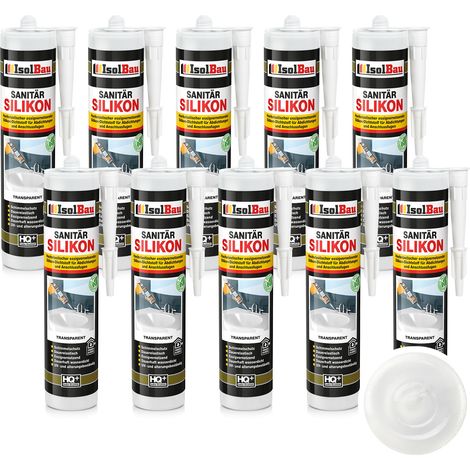 IsolBau Sanitary Silicone Transparent Sanitär Silikon 10 x 300ml (1/5)