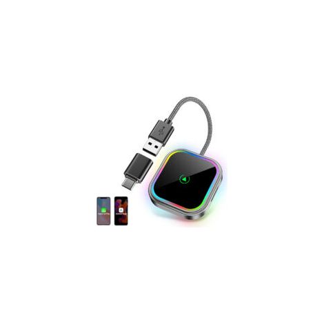 Adaptateur CarPlay sans fil 2 en 1 pour Android Auto, compatible iPhone et Android (Plug & Play USB). (1/5)