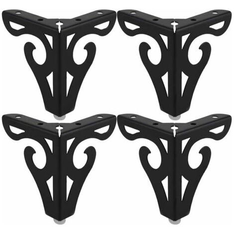 Sollbry Pieds de table basse en fer de style européen, 4 pièces, pieds de meubles de bricolage, hauteur 10 cm, avec vis, noir (1/5)