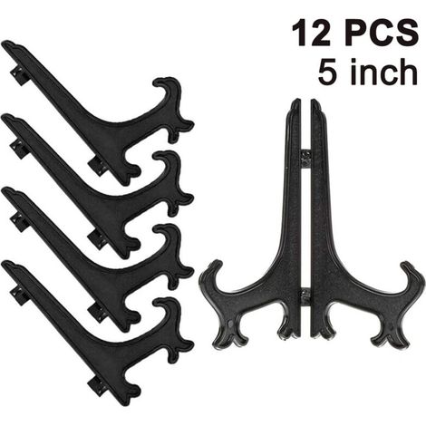12 pièces chevalets en plastique supports d'assiettes, supports d'assiettes, assiettes pliantes, présentoirs pour la présentation d'assiettes de collecte, supports de bols, livres, assiettes, DVD, ima (1/5)