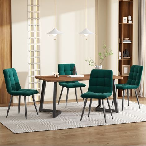 Conjunto de mesa y sillas comedor 5 piezas, mesa 117 x 68 x 75 cm, MDF nogal (1/5)