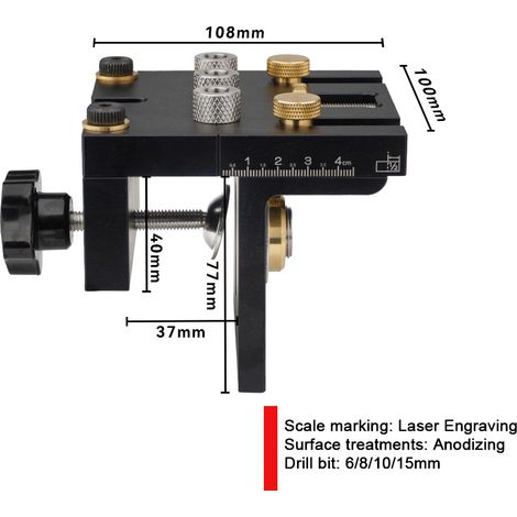 Kit de perçage 3 en 1 pour menuiserie en alliage d'aluminium, gabarit de perçage à serrage 0-15mm, outil bricolage pour assemblage de plaques (1/4)