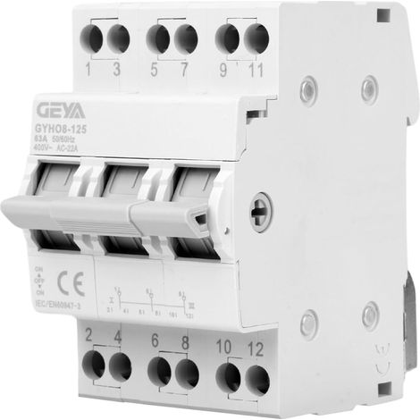 3P Switch 63A Dual Power Load Separator Switch AC 400V Manual Insulation Switch Dual Power Manual Separation Switch DIN Rail Mount (1/5)