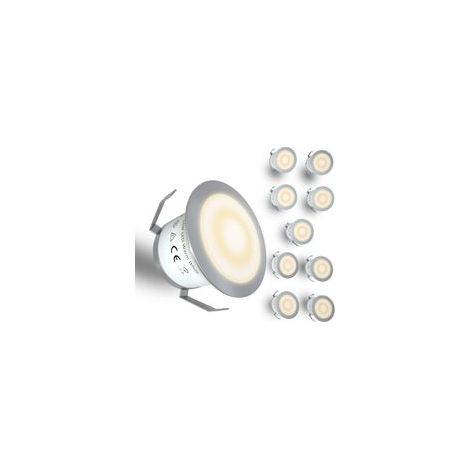 Lumière de pont à LED encastrée IP67 – Kit de 10 lámparas enterrées para escaleras y patios – 12V blanc chaud – Acier inoxydable 304