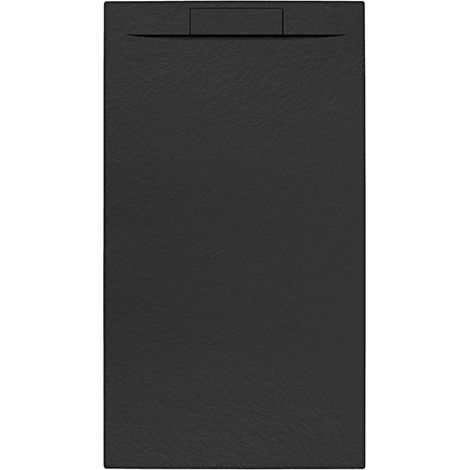Swiss Aqua Technologies – Receveur de douche à poser 140x90cm – Marbre coulé graphite – Siphon évacuation horizontale inclus – SATFU14090GS (1/4)