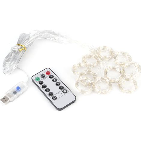 3 x 2 m lange Lichterkette mit 200 LEDs, USB-Fernbedienung, Kupferdraht, 8 Modi, warmweiß, für Hochzeitsfeiern, Vorhangbeleuchtung, Dekoration (1/5)