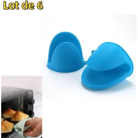 Lot de 6 gants de four en silicone antidérapants et résistants à la chaleur - Bleu (1/4)