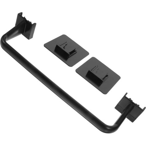 Barre porte-serviettes murale autocollante noire, porte-serviettes de cuisine sans perçage avec bords lisses (1/4)