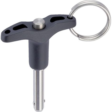 Poignée en T - Action simple - Boulon de verrouillage à bille - Noir - Diamètre nominal : 1/4"