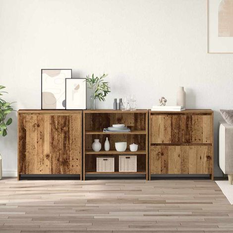 Buffets 3 pcs-Lot de 3 Meuble de rangement Bois ancien 70 x 41 x 75 cm Bois d'ingénierie 515568 (1/5)