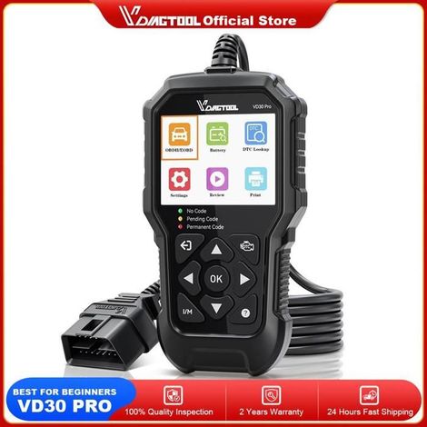 VDIAGTOOL VD30Pro Scanner OBD2, outils de Diagnostic, lecteur de Code OBDII pour vérifier la tension de la batterie, lumière du mote (1/5)