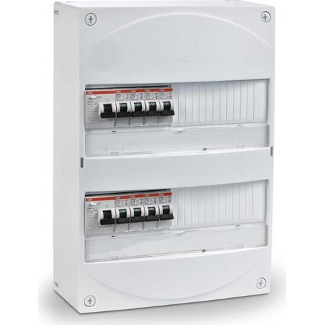 ABB – Coffret électrique prééquipé 2 rangées 26 modules – Disjoncteurs 10A à 32A – Interrupteur différentiel 30mA 63A – Dimensions 36.3x25x11.2cm