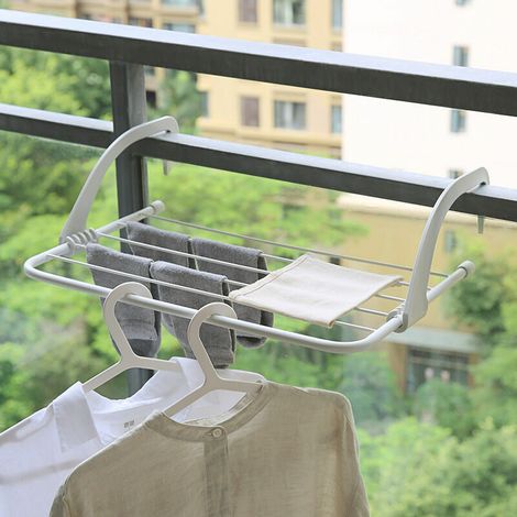 Clothes dryer - Hanging drying rack for radiator and balcony, small format, large drying capacity, white Hanging drying rack (1/4)