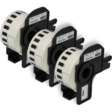 vhbw 3x Label Roll with Holder 29mm x 15.24m (1 Label) compatible with Brother PT QL-700 Label Maker (1/4)