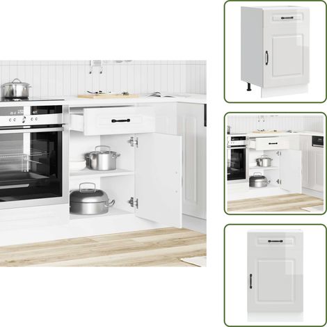 Armoire de cuisine Kalmar blanc brillant bois ingénierie - Armoire De Cuisine - Armoires De Cuisine - Meuble Bas D'évier - Meuble Bas D'évier De Cuisine