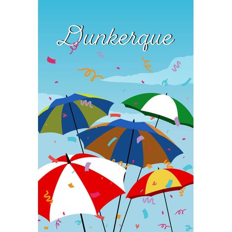 Tableau sur toile illustration parapluies Dunkerque 30x45 cm - Impression sur Toile Murale Décorative - Image imprimée en HD sur Toile - Toile sur Châssis en Bois FSC - Fabriqué en France (1/5)