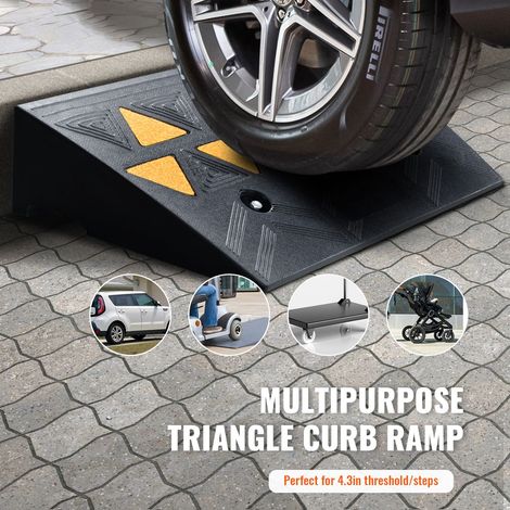 2 Rampes de Bordure Caoutchouc, 11 cm Hauteur Charge 15 T/33069 lbs pour Véhicules, Fauteuils, Vélos, Moto, Structure Grille Stable (1/5)