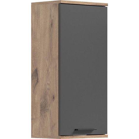 Mason Badschrank wandhängend 1 Tür grau,Eiche dekor.