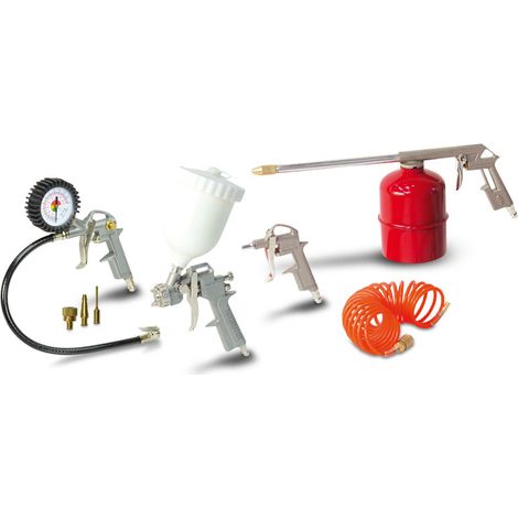 Stanley – Kit 8 accessoires pour compresseur d'air pneumatique – Pistolet à air – Pistolet de gonflage – Nébuliseur avec réservoir 0,5L – Tube enroulé 5m